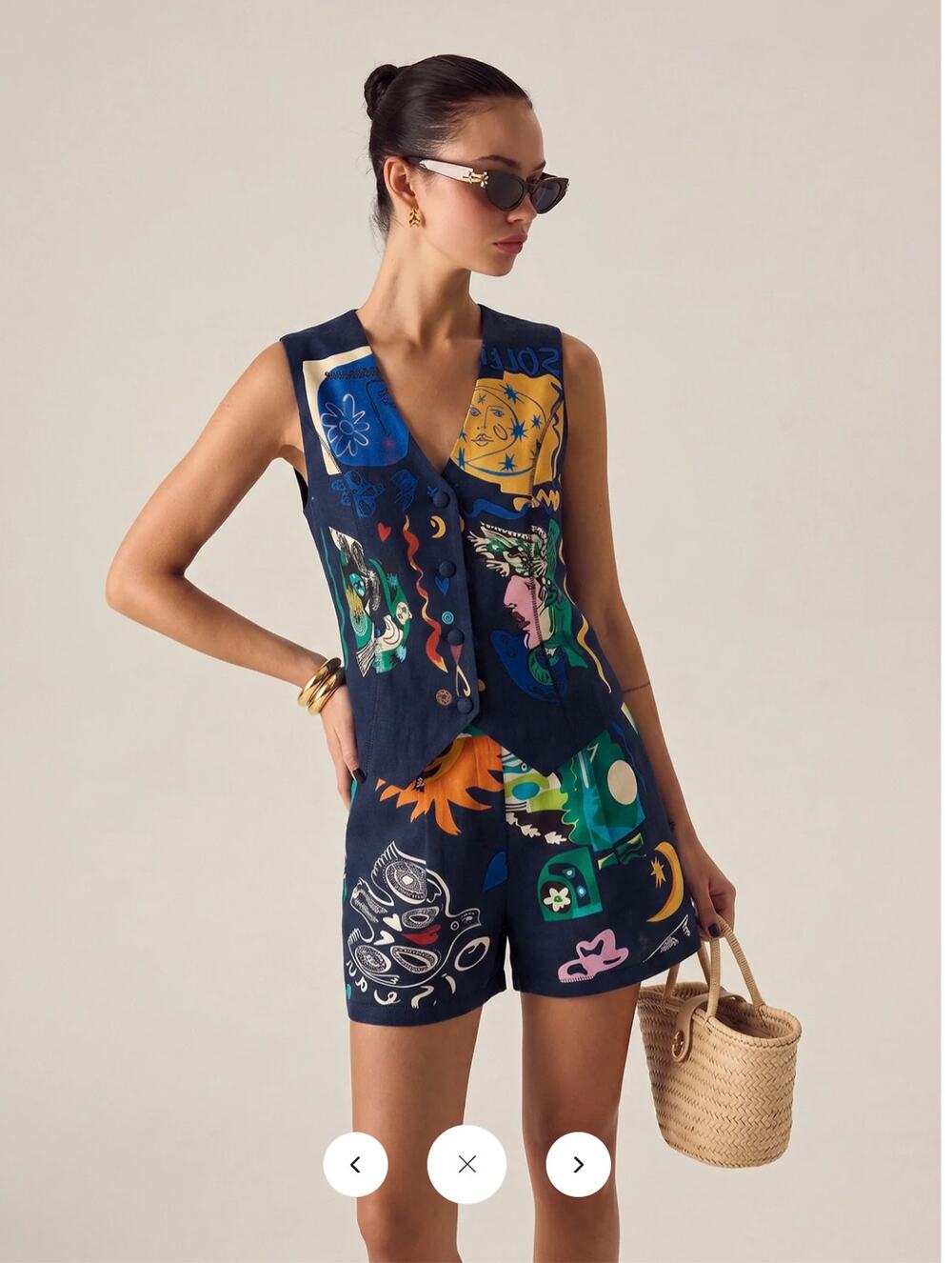 NWT Commense Abstract Art Print Vest & Shorts Set Sz M